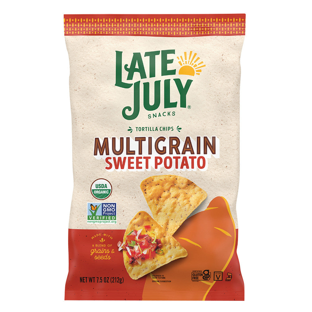 Wholesale Late July Multigrain Sweet Potato Tortilla Chips 7.5 Oz Bag-12ct Case Bulk