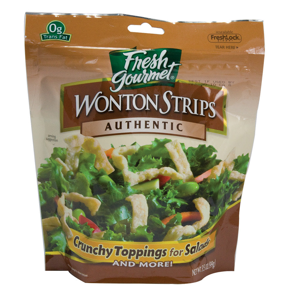 Wholesale Fresh Gourmet Authentic Wonton Strips 3.5 Oz Pouch- Bulk