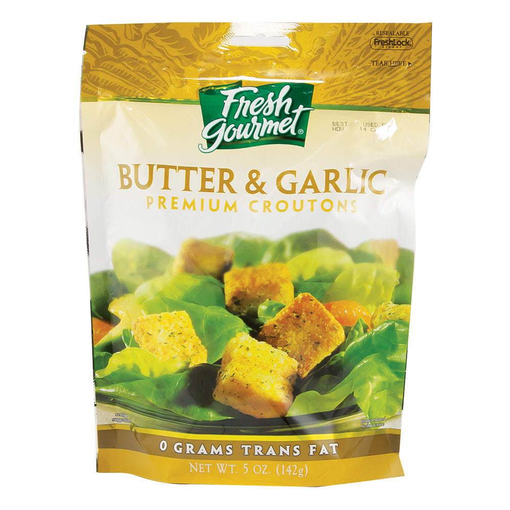 Wholesale Fresh Gourmet Butter & Garlic Croutons 5 Oz Pouch-12ct Case Bulk