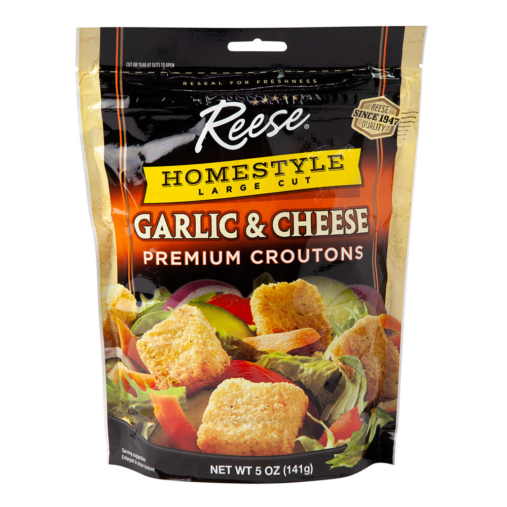 Wholesale Reese Homestyle Garlic & Cheese Croutons 5 Oz Pouch-12ct Case Bulk