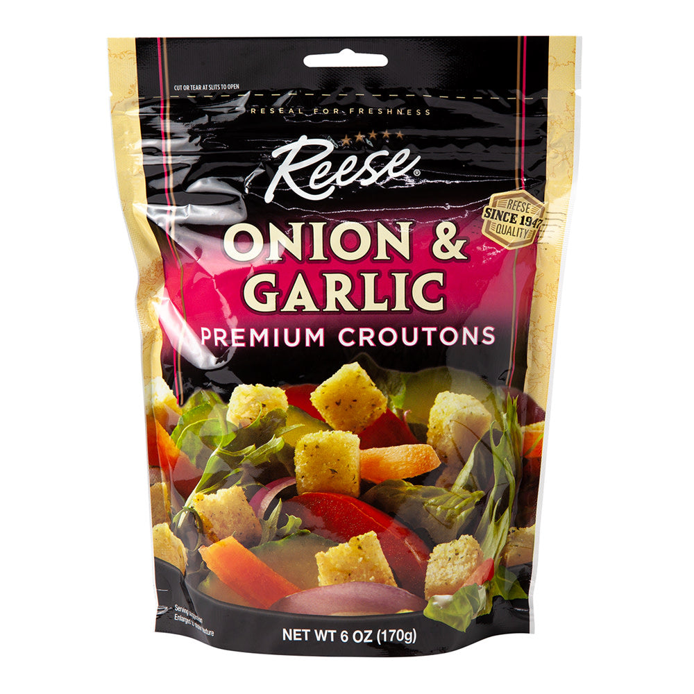 Wholesale Reese Onion & Garlic Croutons 6 Oz Pouch-12ct Case Bulk