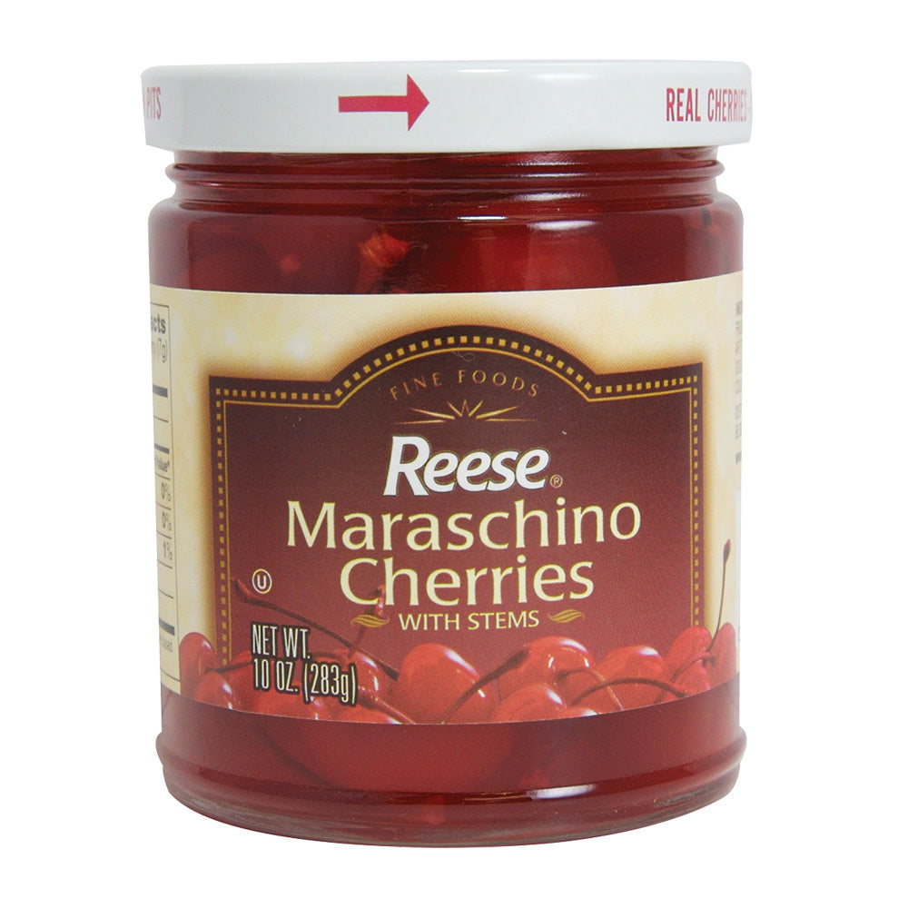 Wholesale Reese Red Maraschino Cherries With Stems 10 Oz Jar- Bulk