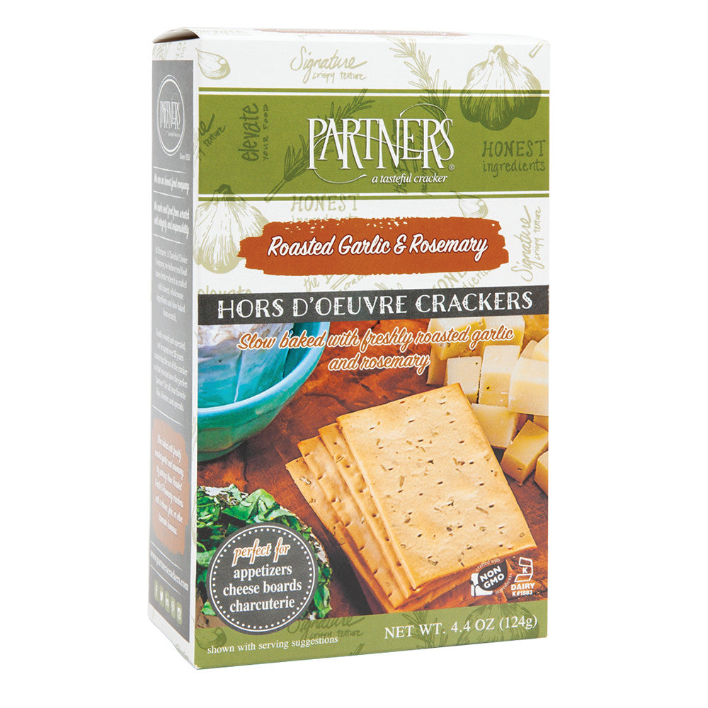 Wholesale Partners Roasted Garlic & Rosemary Hors Doeuvre Crackers 4.4 Oz Box-6ct Case Bulk