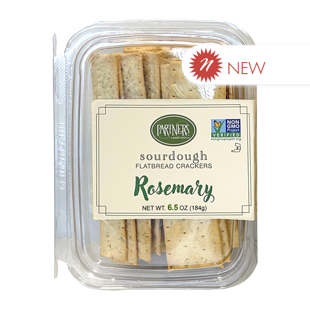 Wholesale Partners Rosemary Sourdough Flatbread Crackers 6.5 Oz Tub- Bulk