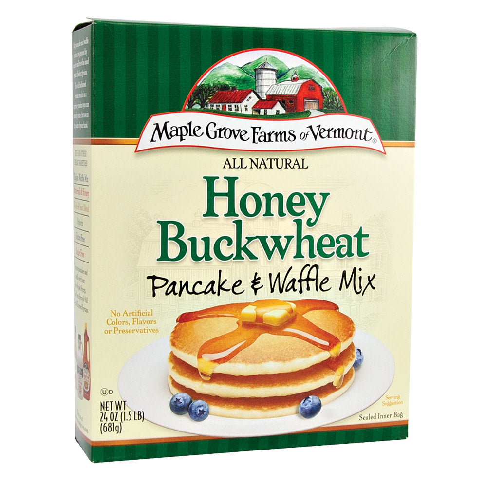 Wholesale Maple Grove Farms All Natural Honey Buckwheat Pancake & Waffle Mix 24 Oz Box-6ct Case Bulk