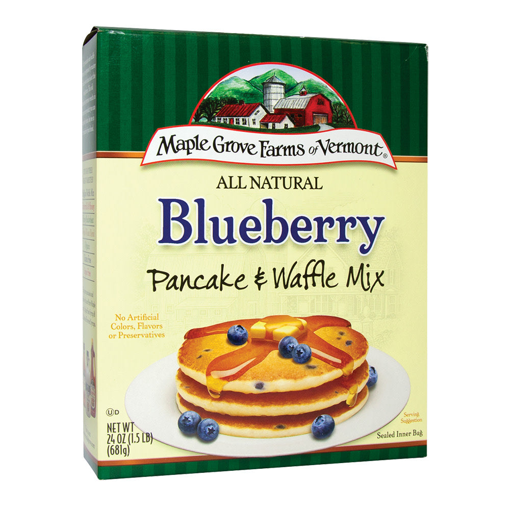 Wholesale Maple Grove Farms All Natural Blueberry Pancake & Waffle Mix 24 Oz Box-6ct Case Bulk