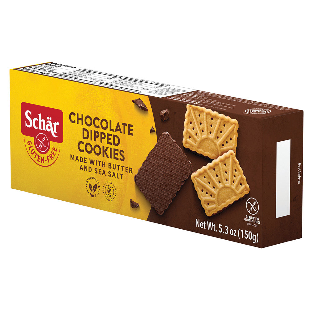 Wholesale Schar Gluten Free Chocolate Dipped Cookies 5.3 Oz Box-12ct Case Bulk