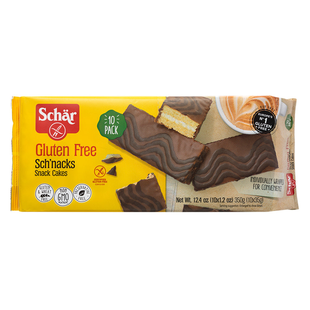 Wholesale Schar Gluten Free Sch'Nacks Chocolate Covered Snack Cake 12.3 Oz-6ct Case Bulk