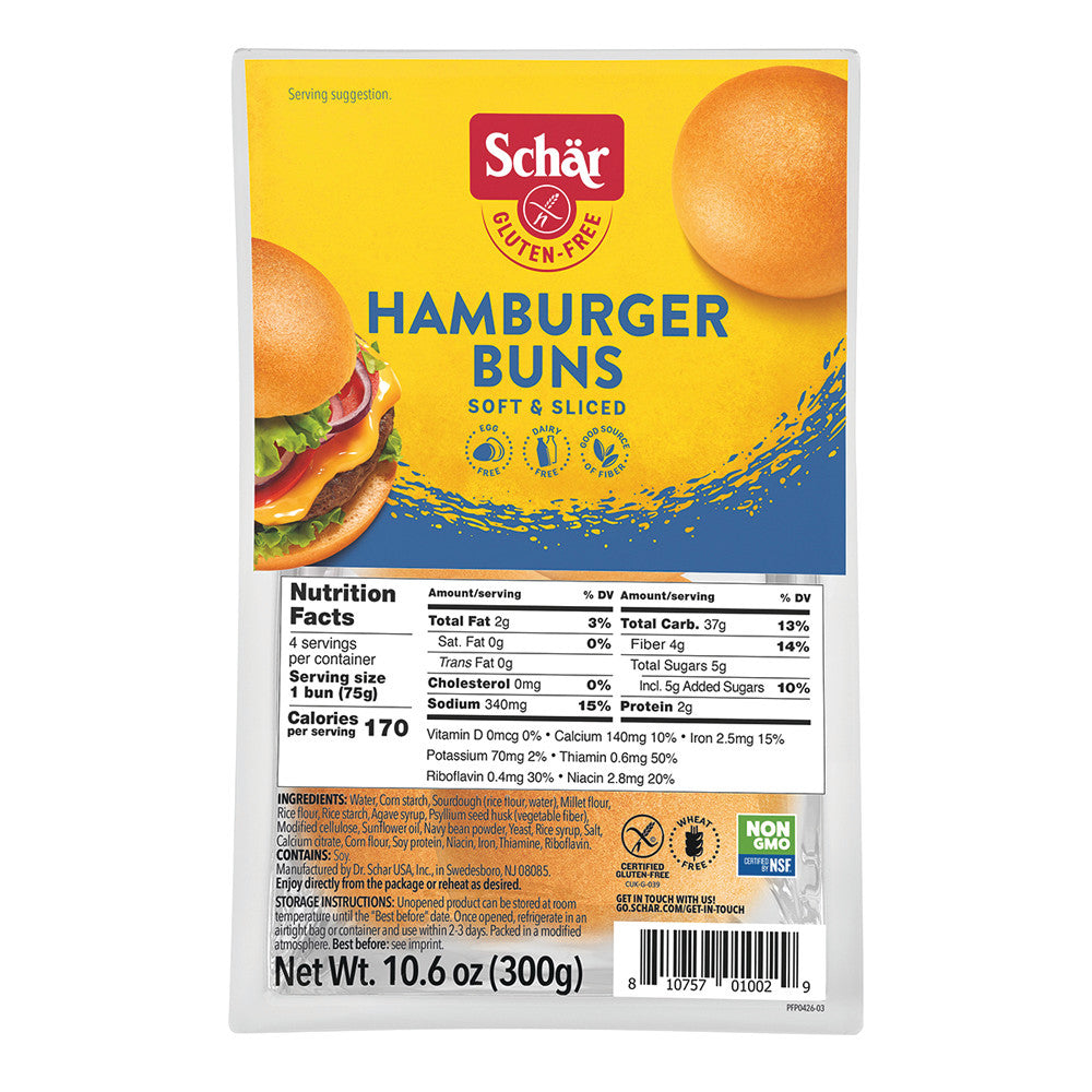 Wholesale Schar Gluten Free Hamburger Buns 10.6 Oz Pouch-4ct Case Bulk