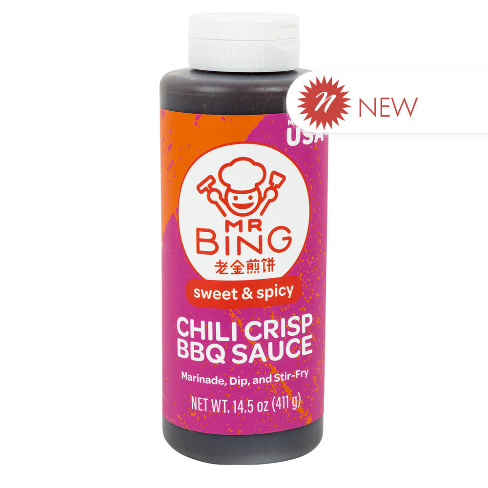 Wholesale Mr Bing Sweet & Spicy Chili Crisp Bbq Sauce 14.5 Oz Bottle- Bulk