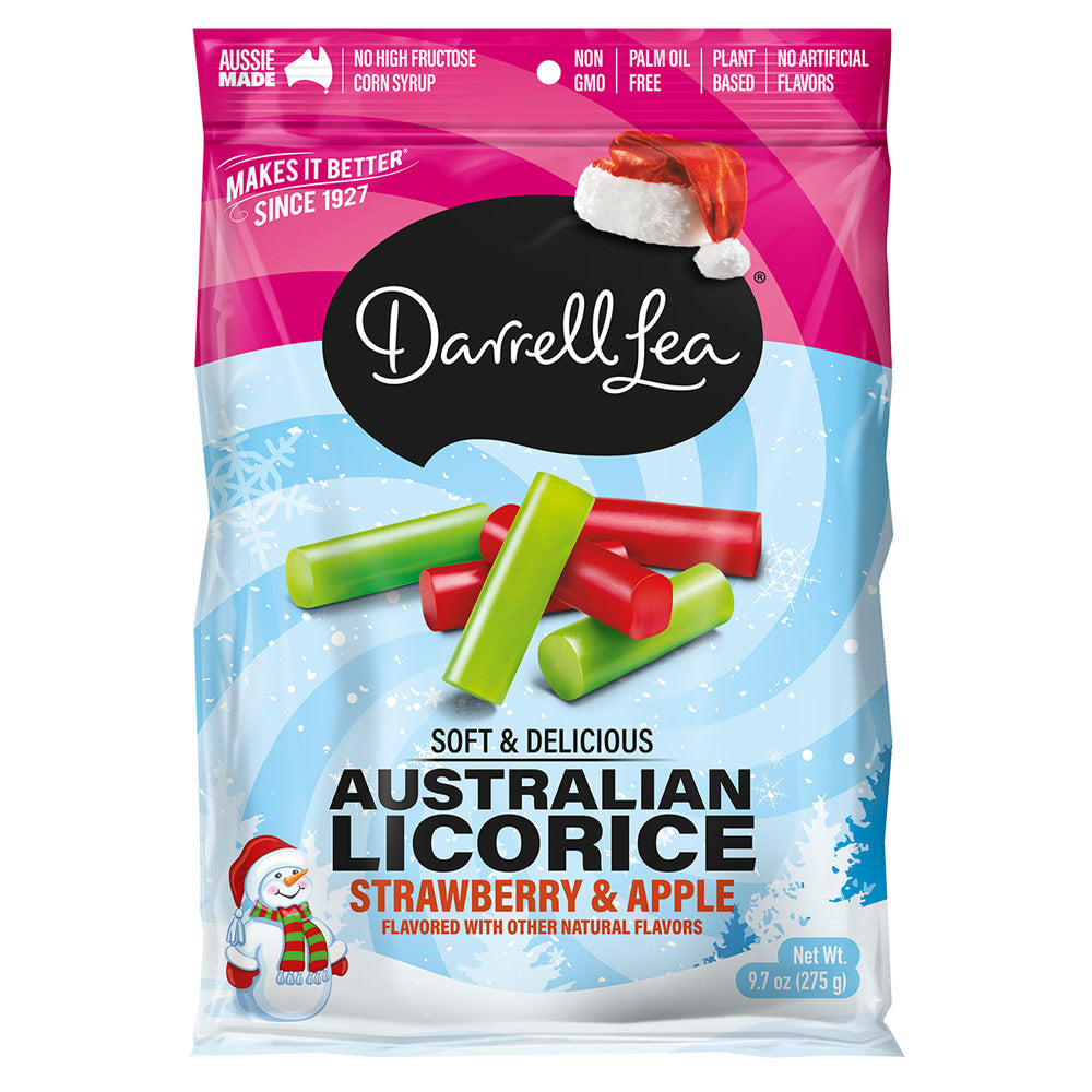 Wholesale Darrell Lea Christmas Strawberry Apple Australian Licorice 9.7 Oz Bag- Bulk