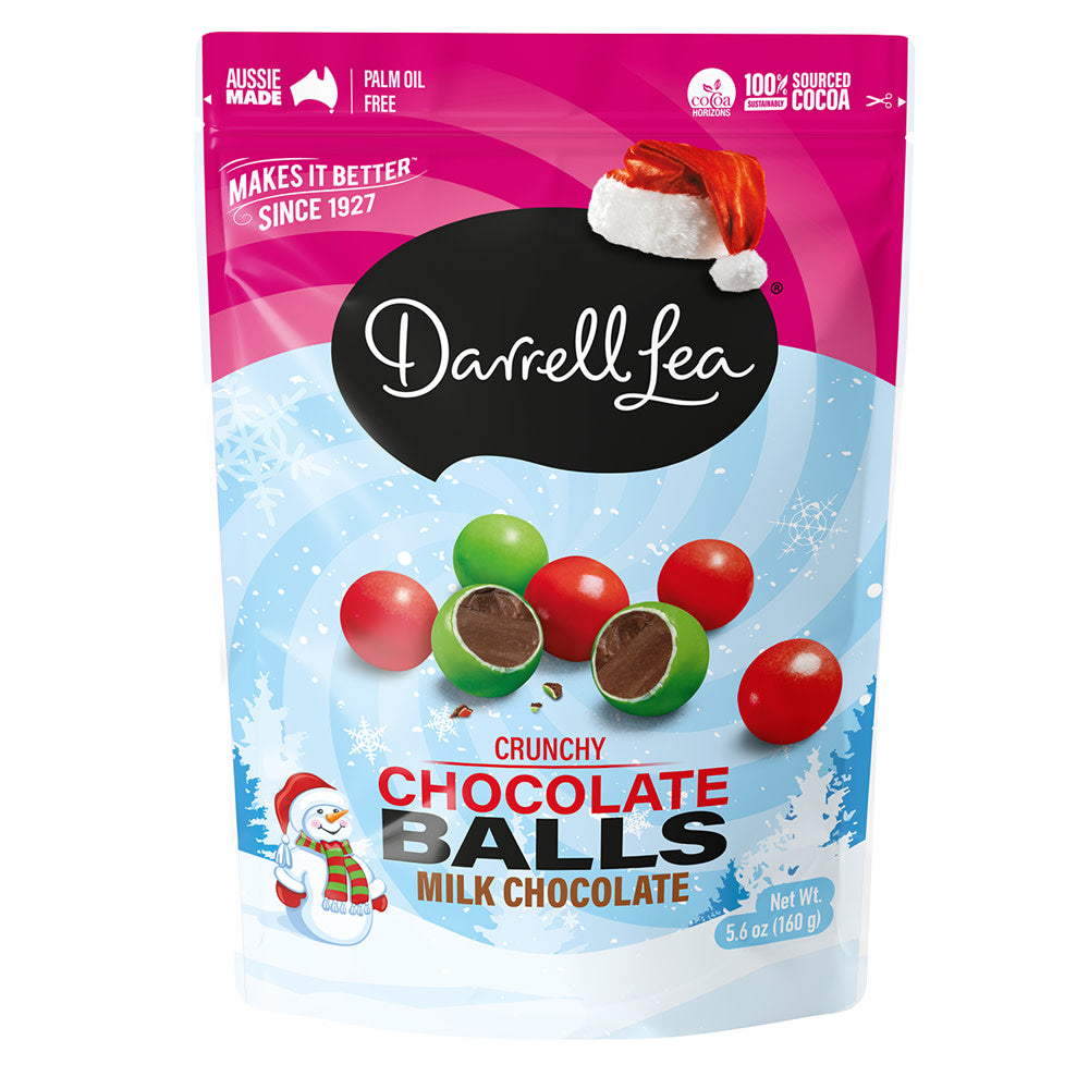 Wholesale Darrell Lea Christmas Crunchy Milk Chocolate Balls 5.6 Oz Bag-12ct Case Bulk