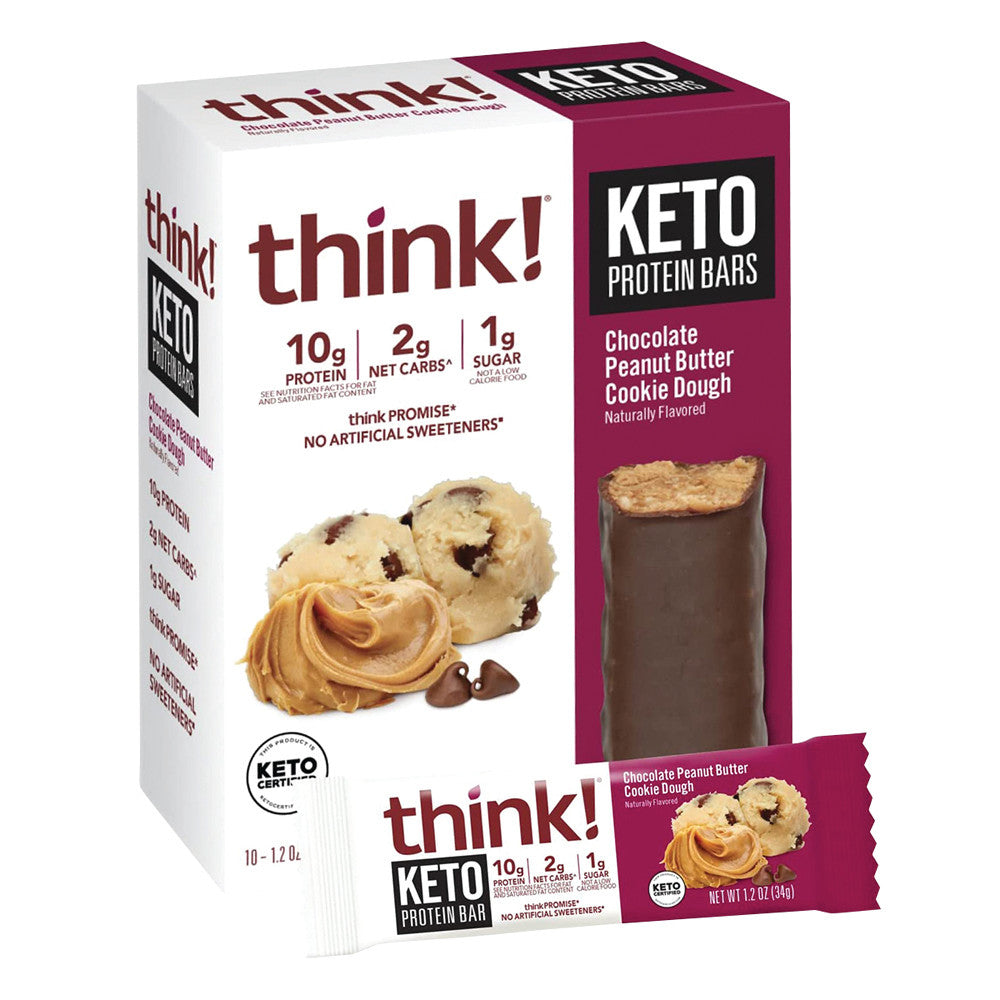 Wholesale Think! Keto Protein Chocolate Peanut Butter Cookie Dough 1.2 Oz Box- Bulk