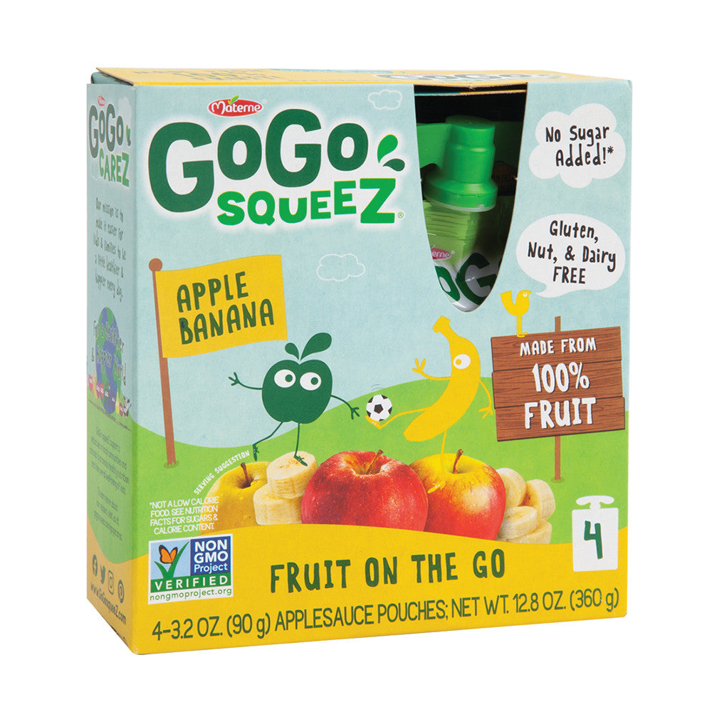 Wholesale Gogo Squeeze Apple Banana Applesauce On The Go 4 Pack 3.2 Oz Box-12ct Case Bulk