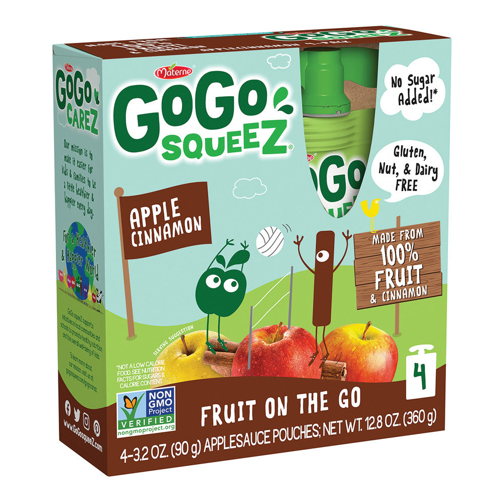 Wholesale Gogo Squeeze Apple Cinnamon Applesauce On The Go 4 Pack 3.2 Oz Box-12ct Case Bulk