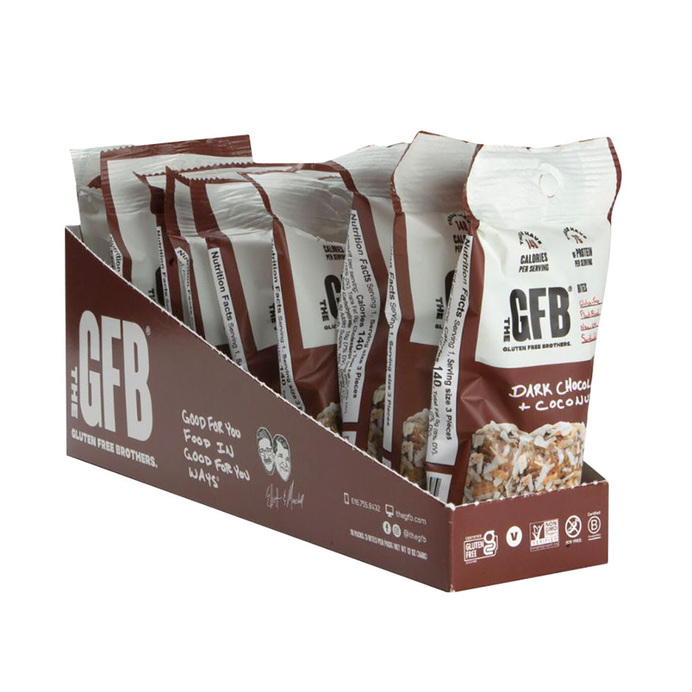 Wholesale The Gluten Free Brothers Dark Chocolate Coconut Bites 1.2 Oz Bag- Bulk