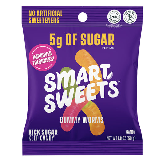Wholesale Smart Sweets Gummy Worms 1.8 Oz Peg Bag- Bulk