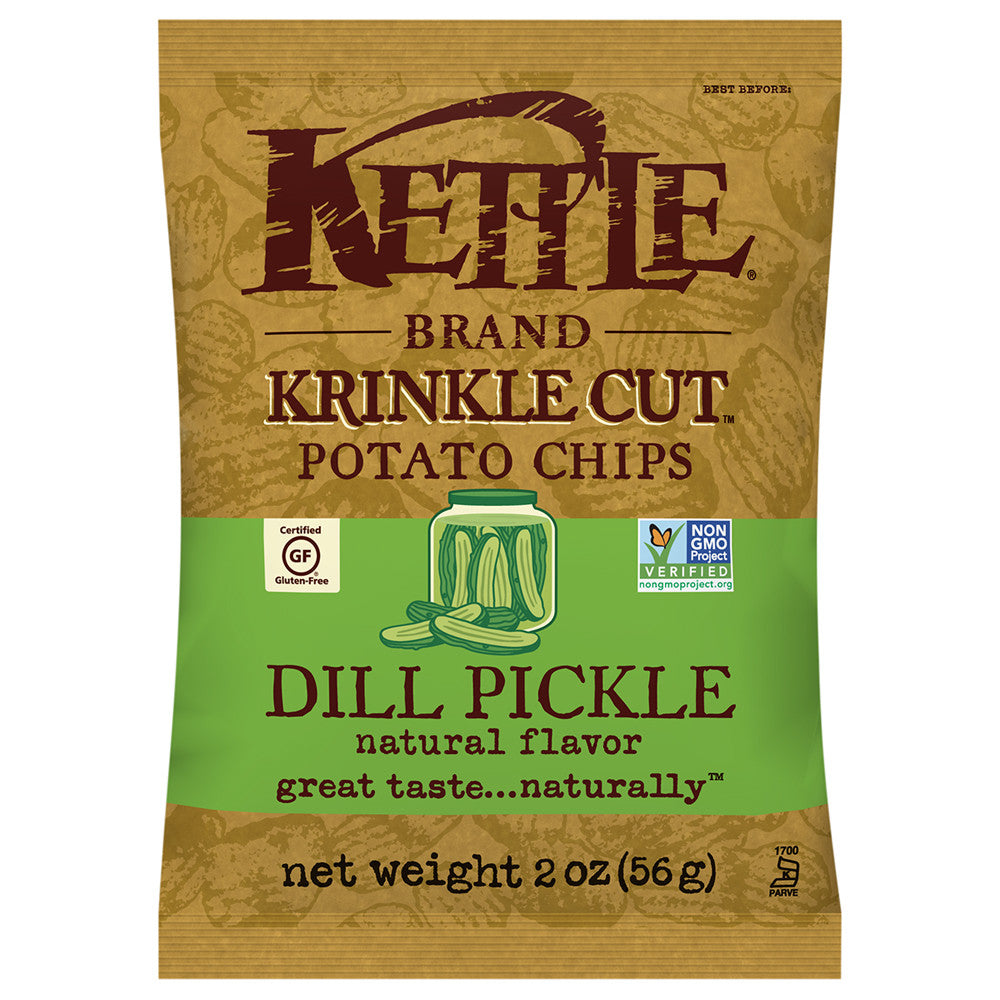 Wholesale Kettle Thick And Bold Dill Pickle Potato Chips 2 Oz Bag-24ct Case Bulk