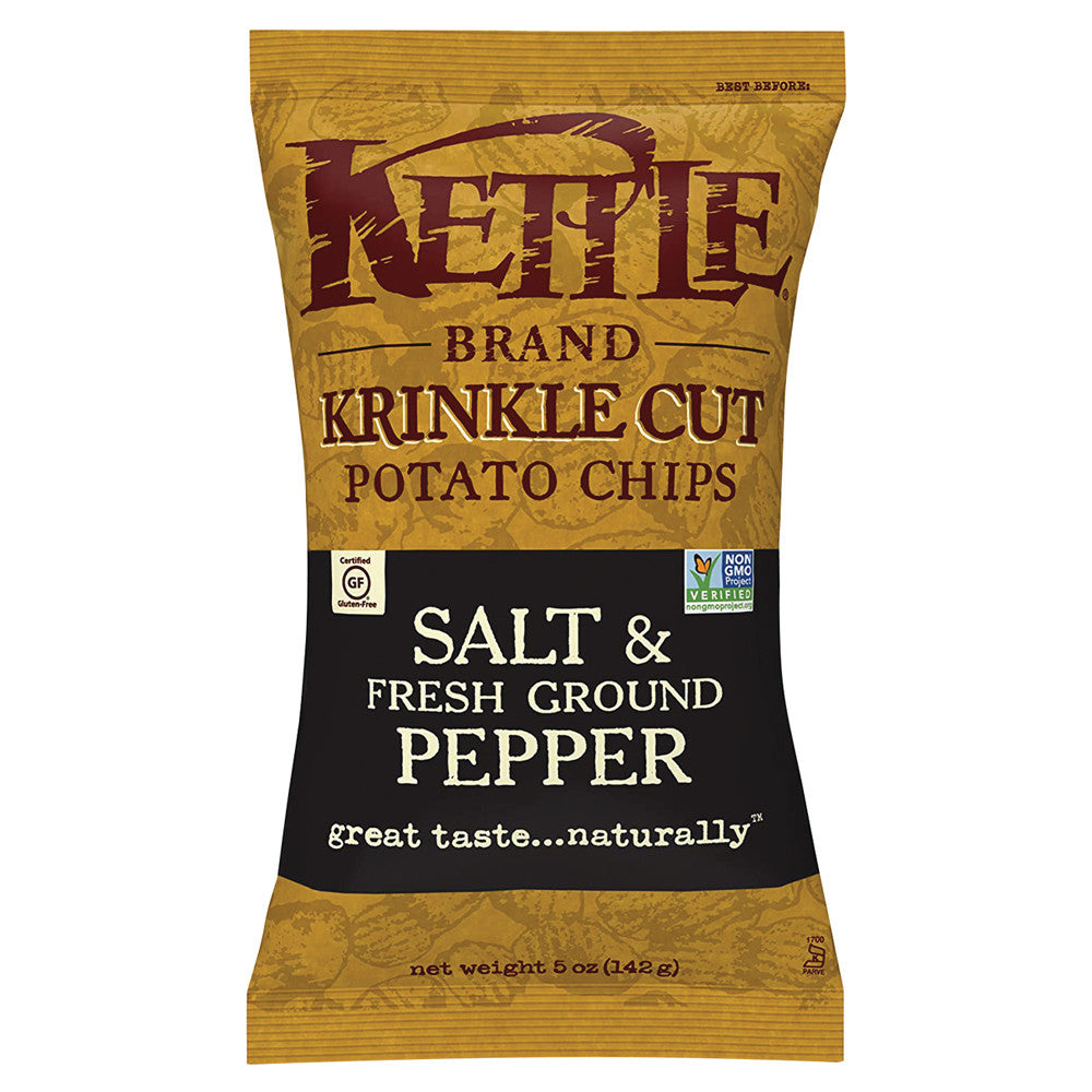 Wholesale Kettle Krinkle Cut Salt And Pepper Potato Chips 5 Oz Bag-15ct Case Bulk