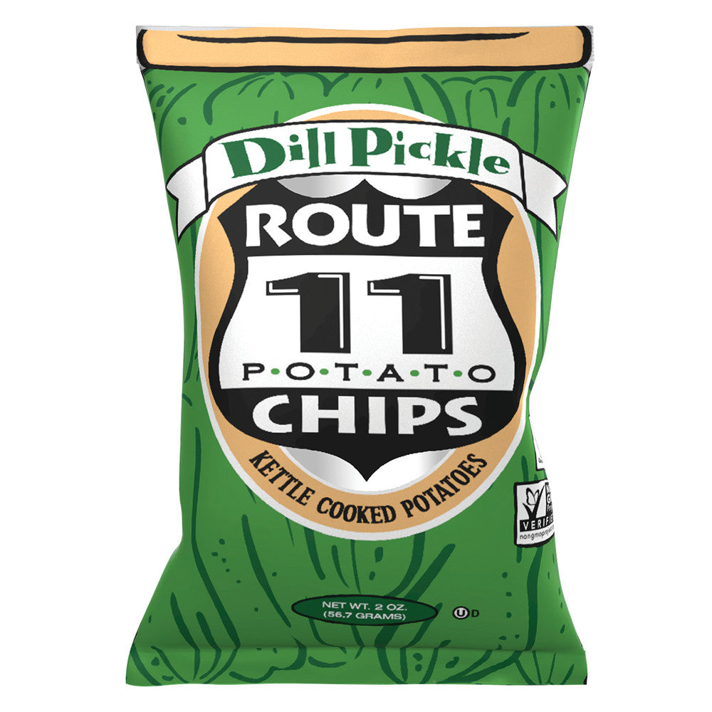 Wholesale Route 11 Dill Pickle Potato Chips 2 Oz Bag-30ct Case Bulk