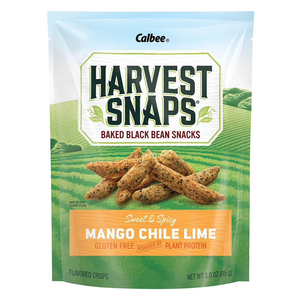 Wholesale Calbee Harvest Snaps Mango Chili Lime Black Bean Crisps 3 Oz Pouch-12ct Case Bulk