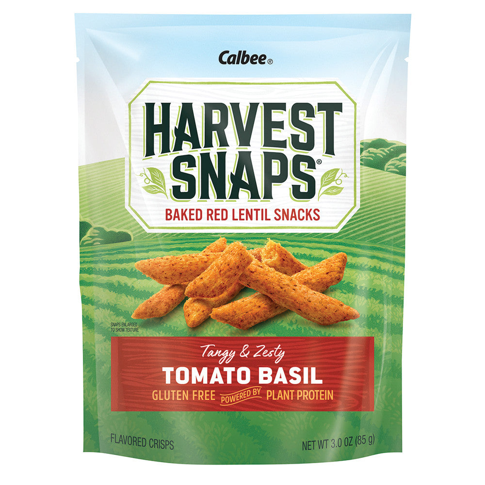 Wholesale Calbee Harvest Snaps Tomato Basil Lentil Bean Crisps 3 Oz Pouch-12ct Case Bulk