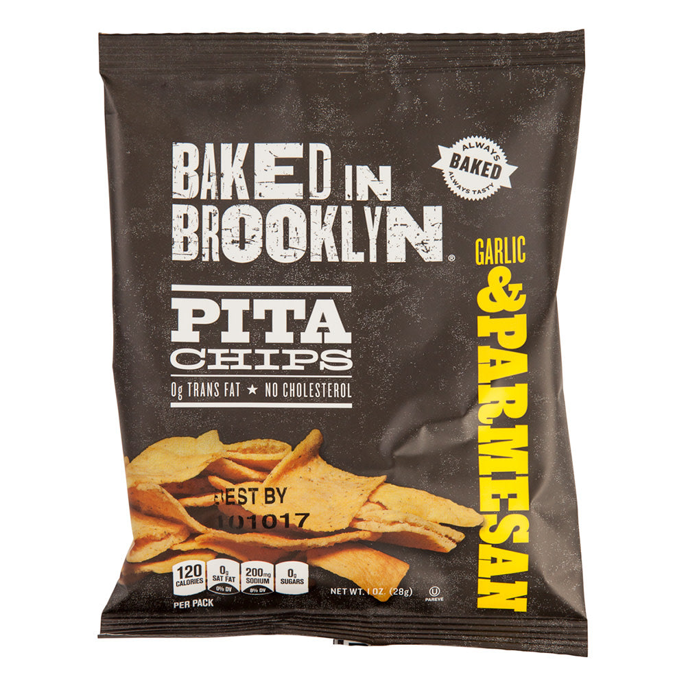 Wholesale Baked In Brooklyn Garlic And Parmesan Pita Chips 1 Oz Bag-24ct Case Bulk