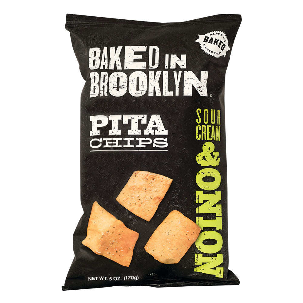Wholesale Baked In Brooklyn Sour Cream & Onion Pita Chips 6 Oz Bag- Bulk