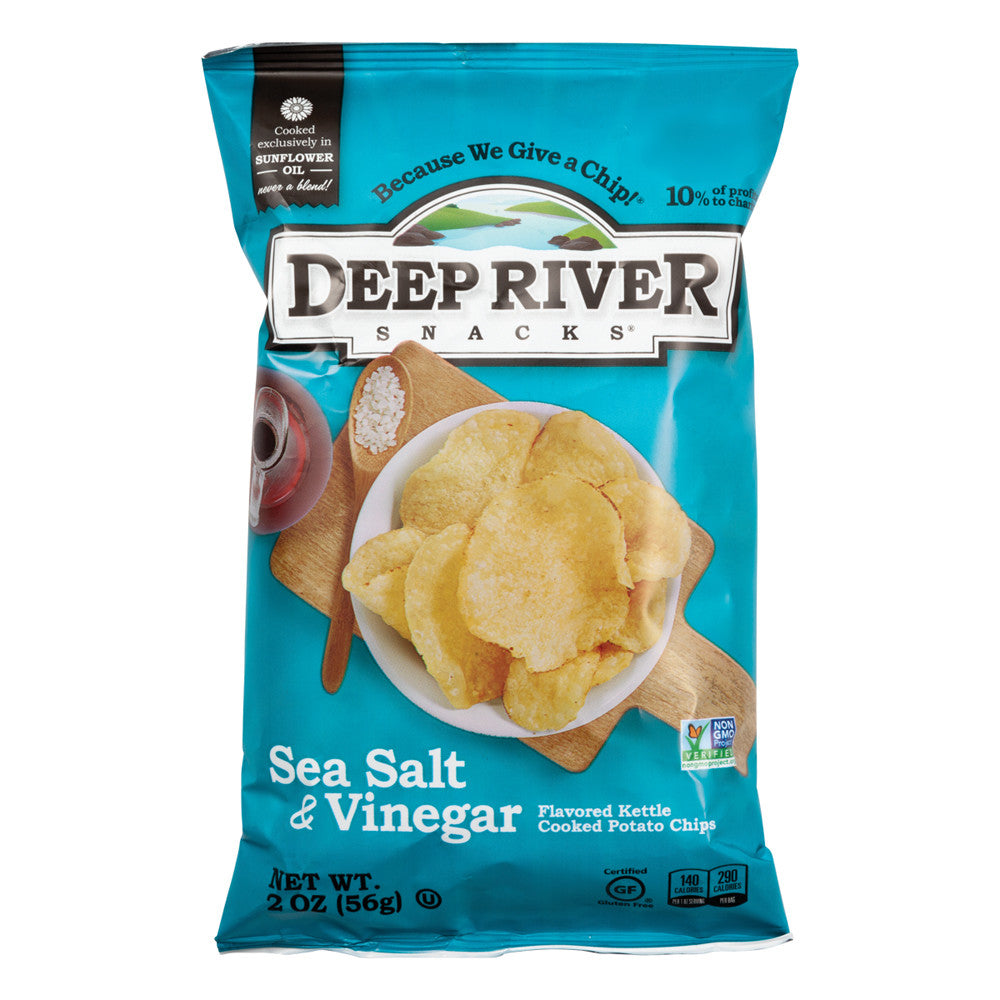 Wholesale Deep River Salt & Vinegar Kettle Cooked Potato Chips 2 Oz Bag-24ct Case Bulk