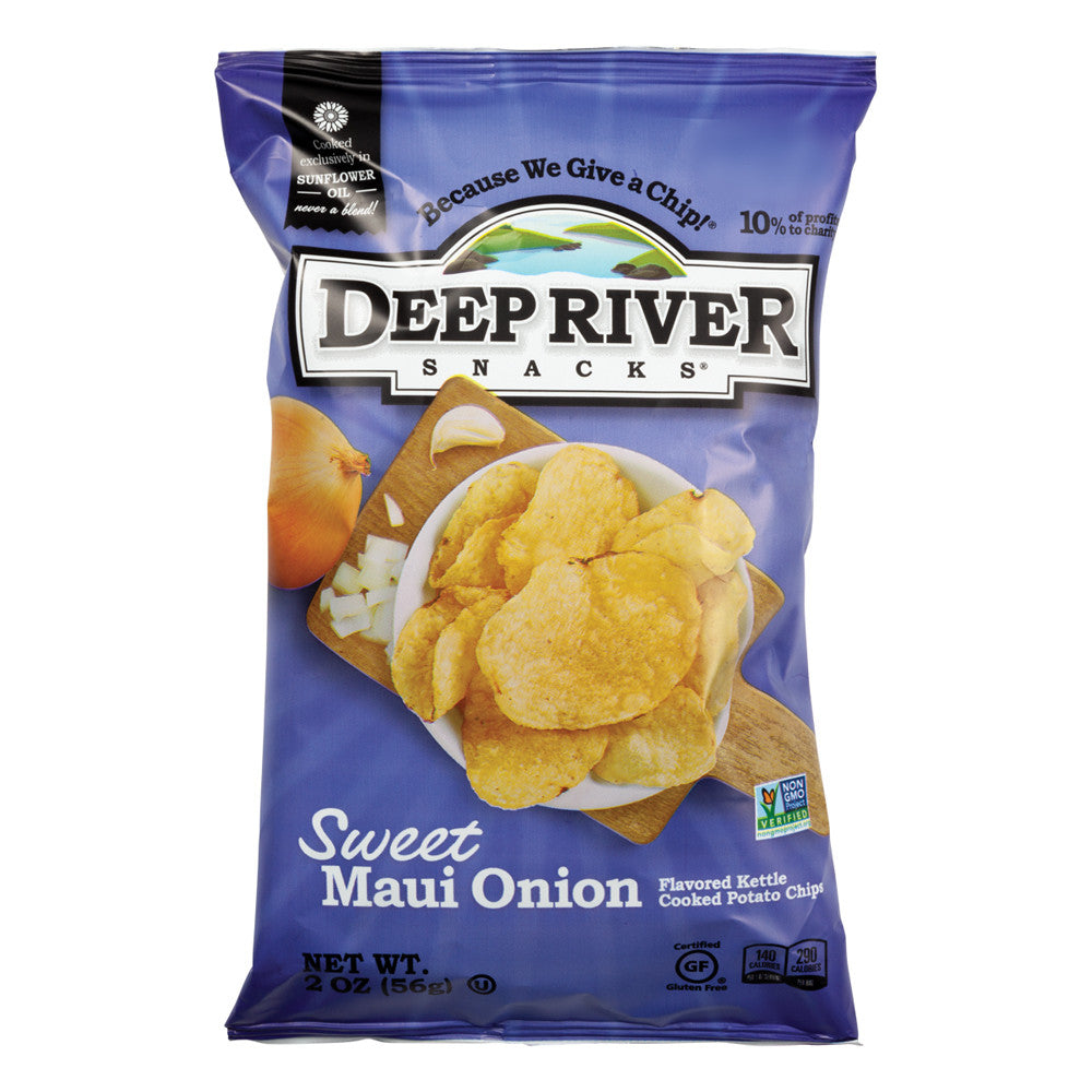 Wholesale Deep River Sweet Maui Onion Kettle Cooked Potato Chips 2 Oz Bag-24ct Case Bulk