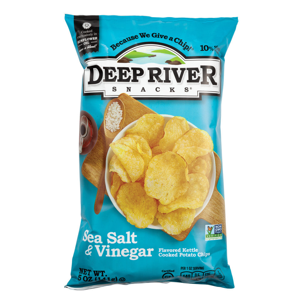 Deep River Salt & Vinegar Kettle Cooked Potato Chips 5 Oz Bag