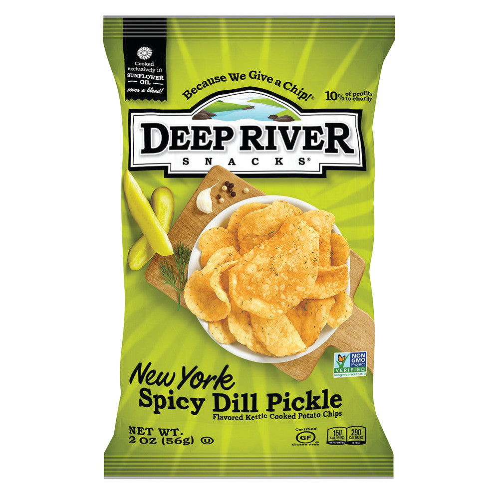 Wholesale Deep River Ny Spicy Dill Pickle Kettle Cooked Potato Chips 2 Oz Bag- Bulk