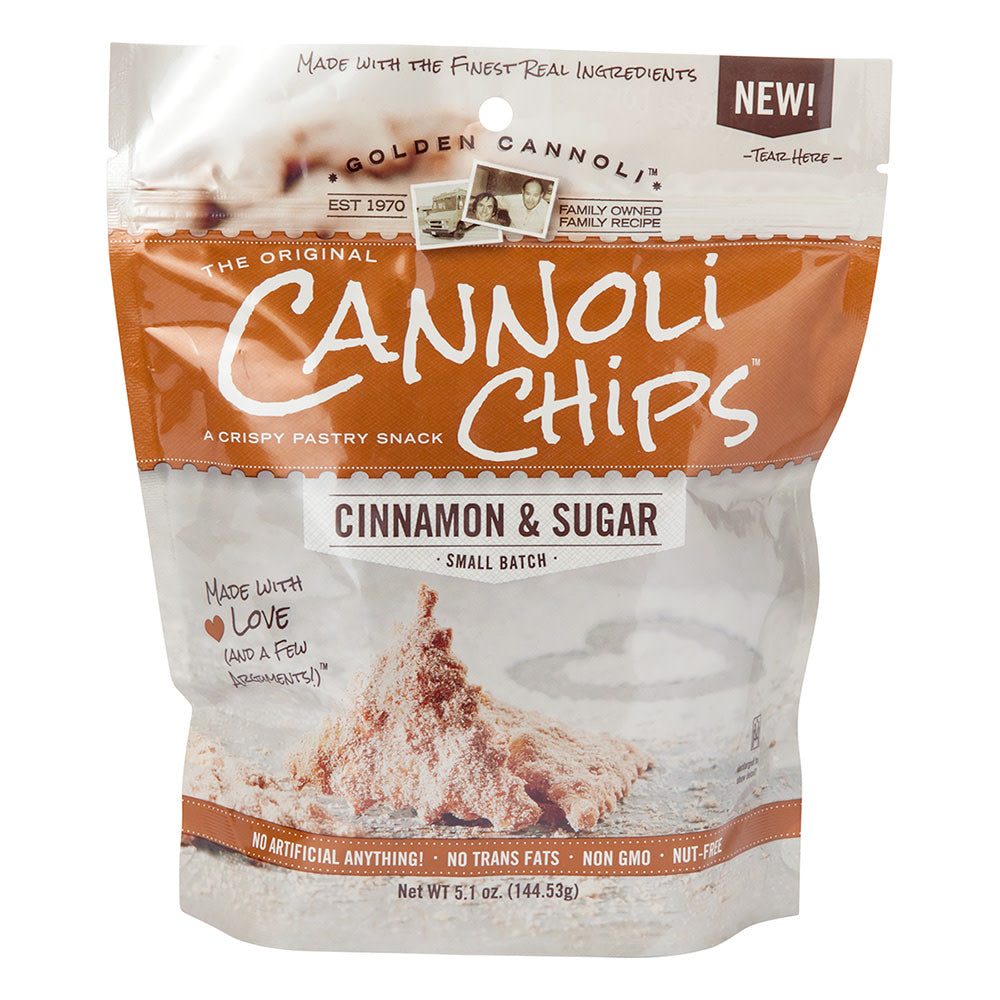 Wholesale Golden Cannoli Cinnamon And Sugar Cannoli Chips 5.1 Oz Pouch- Bulk