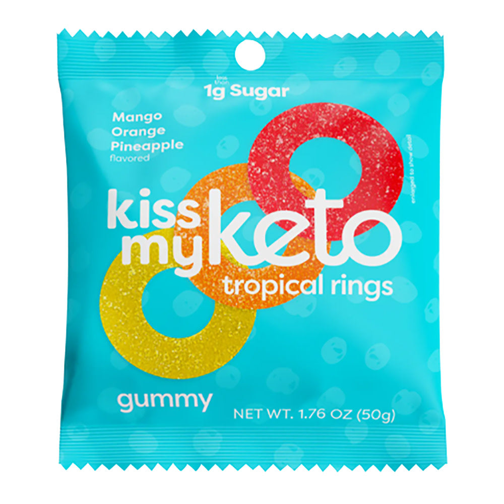 Wholesale Kiss My Keto Tropical Ring Gummies 1.76 Oz Peg Bag- Bulk