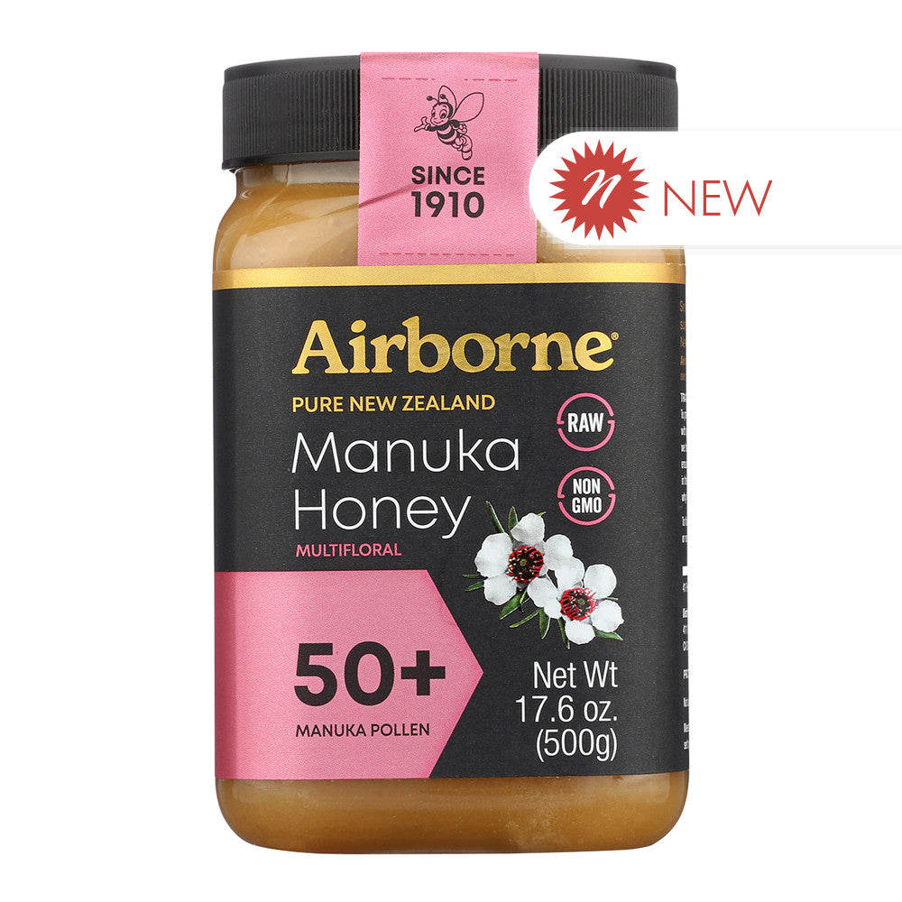 Wholesale Airborne 50+ Manuka Honey Multifloral 17.6 Oz Jar-6ct Case Bulk