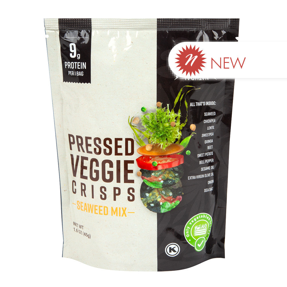 Wholesale Super Natural Pressed Veggie Crisps Seaweed Mix Bag- Bulk