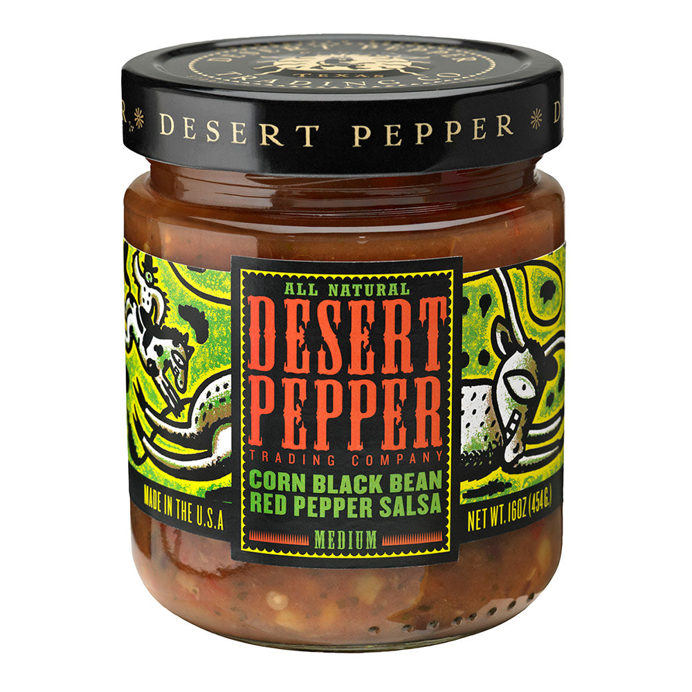 Wholesale Desert Pepper Corn Black Bean Red Pepper Salsa 16 Oz Jar- Bulk