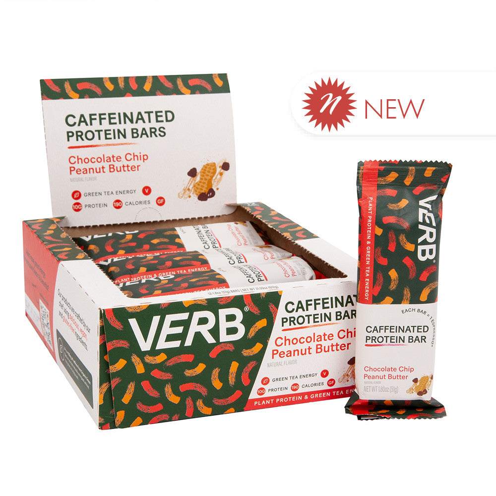 Wholesale Verb - Caff Protein Bar - Chocolate Chip Peanut Butter - 1.8Oz- Bulk