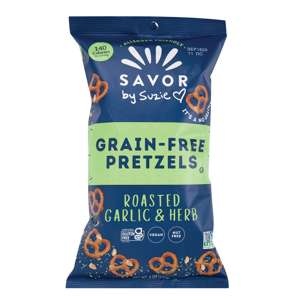 Wholesale Savor By Suzie Roasted Garlic & Herb Pretzels 5 Oz Bag- Bulk