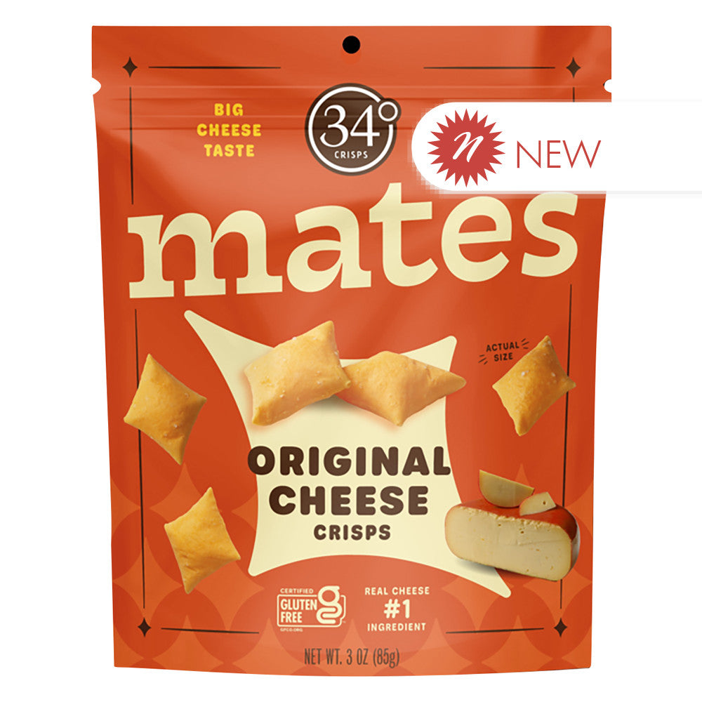 Wholesale 34 Degrees - Mates Original Cheese Crisps - 3 Oz-12ct Case Bulk