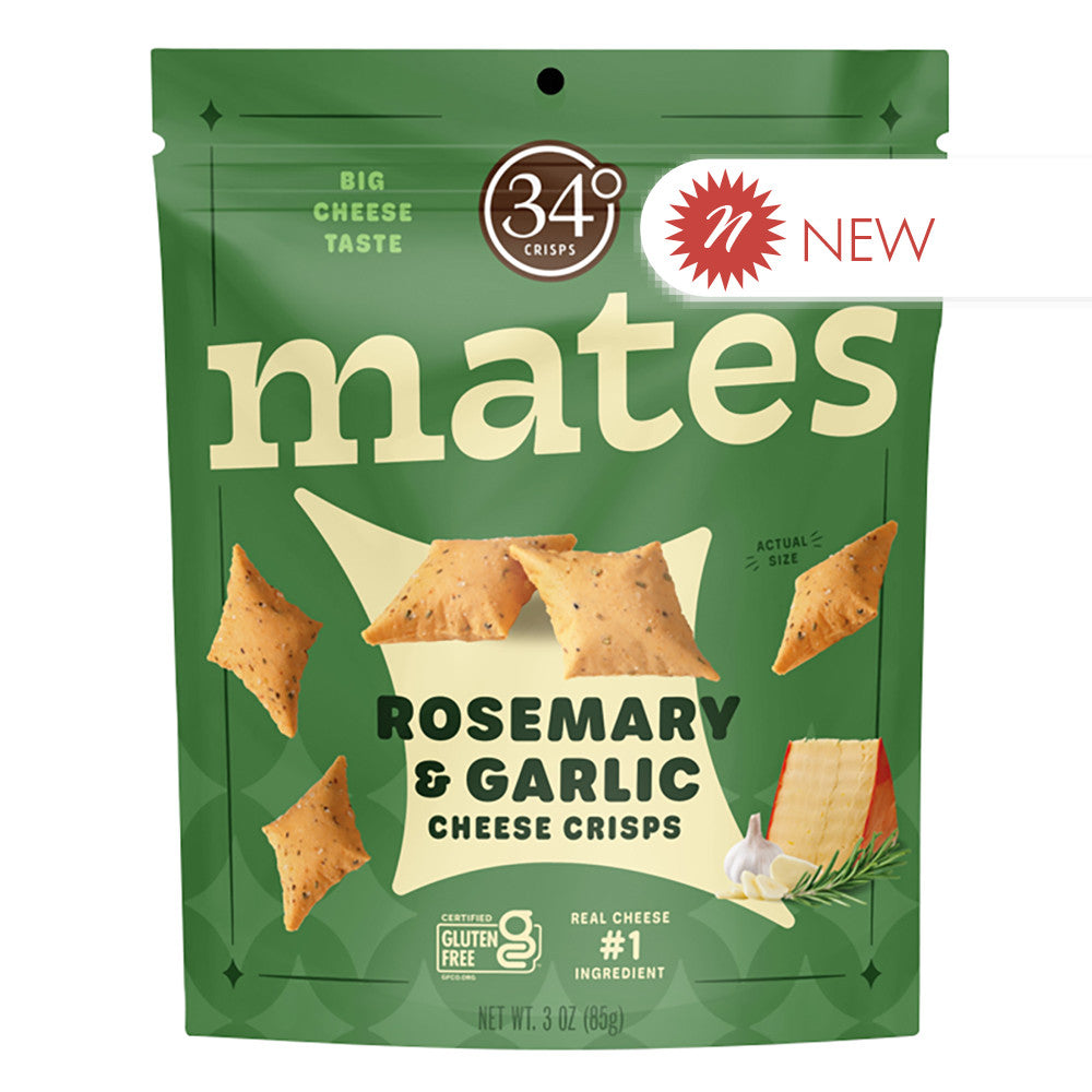 Wholesale 34 Degrees - Mates Rosemary & G C Crisps - 3 Oz-12ct Case Bulk