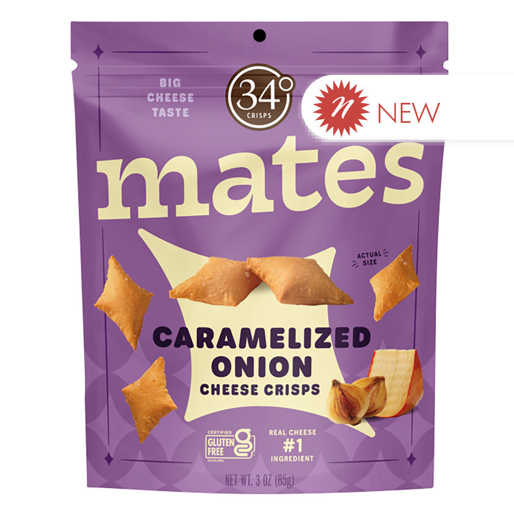 Wholesale 34 Degrees Mates - Carameli Onion C Crisps - 3 Oz-12ct Case Bulk