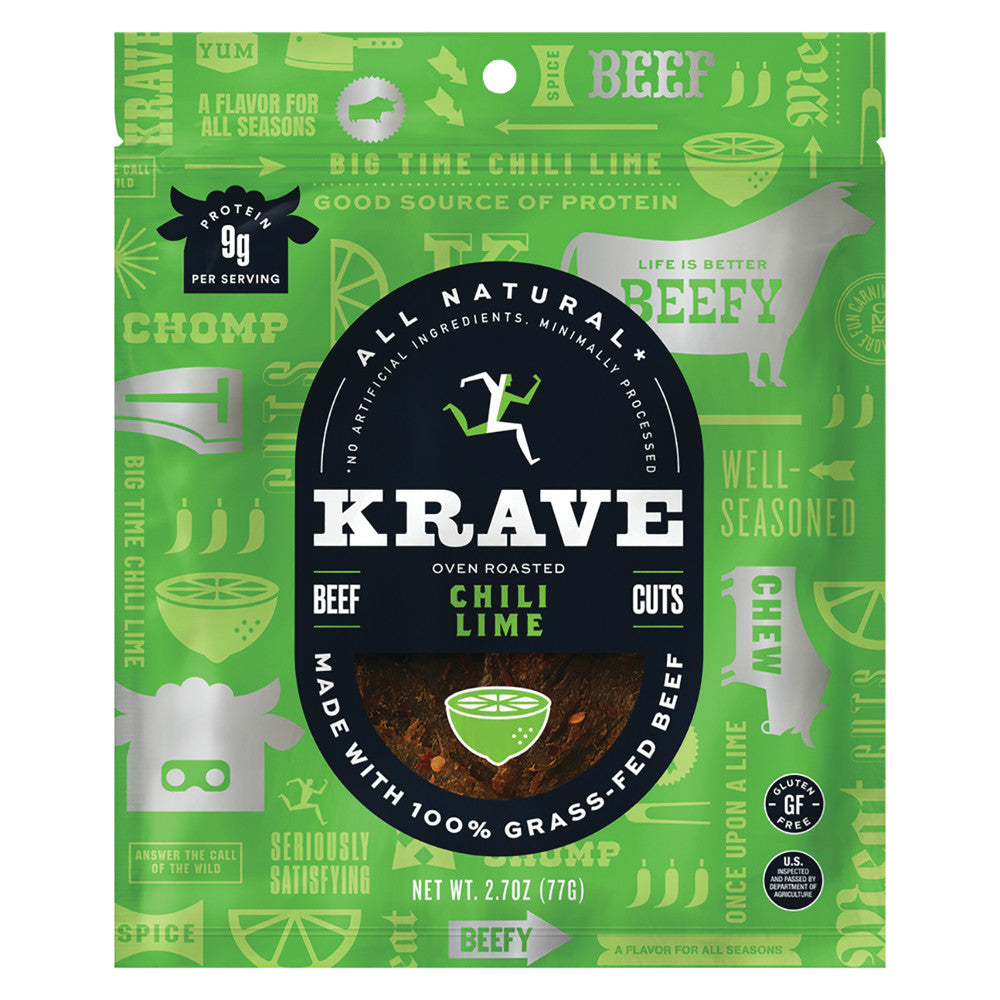 Wholesale Krave Chili Lime Beef Jerky 2.7 Oz Bag-8ct Case Bulk