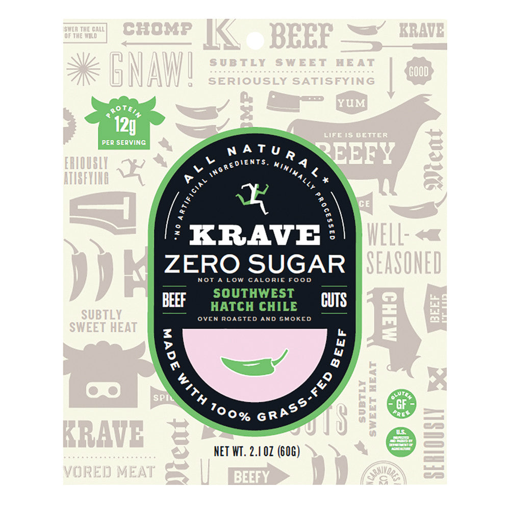 Wholesale Krave Zero Sugar Southwest Hatch Chile Beef Jerky 2 Oz Pouch-8ct Case Bulk