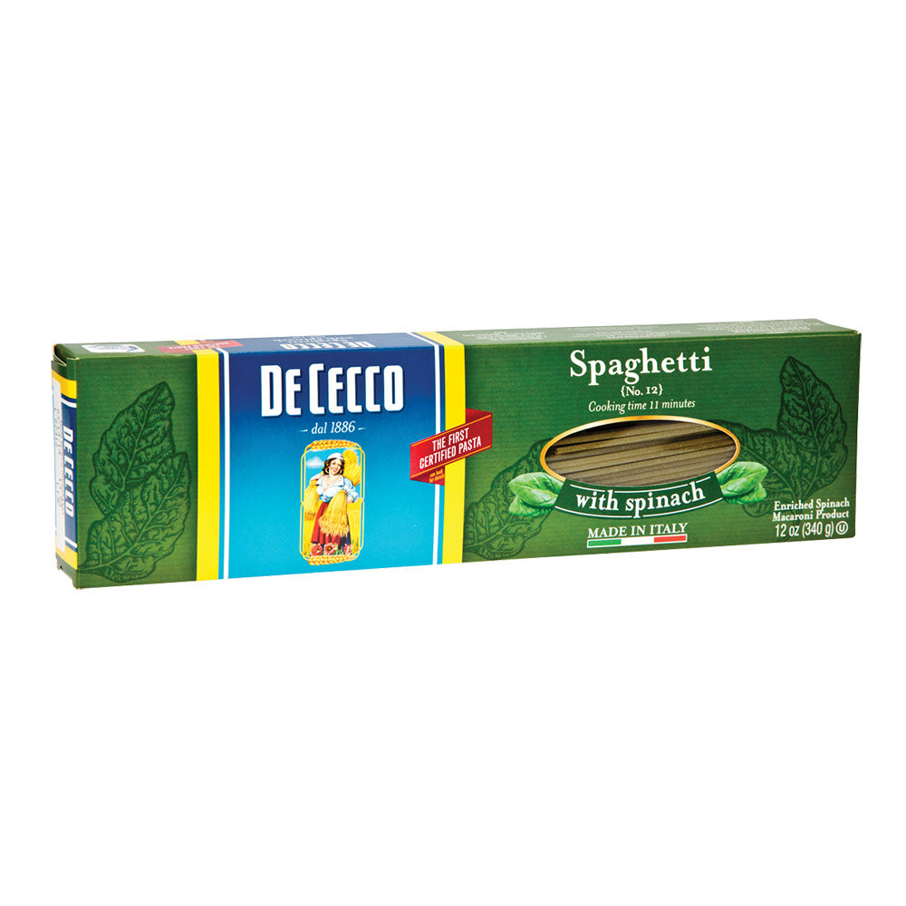 De Cecco Spaghetti With Spinach Pasta 12 Oz Box