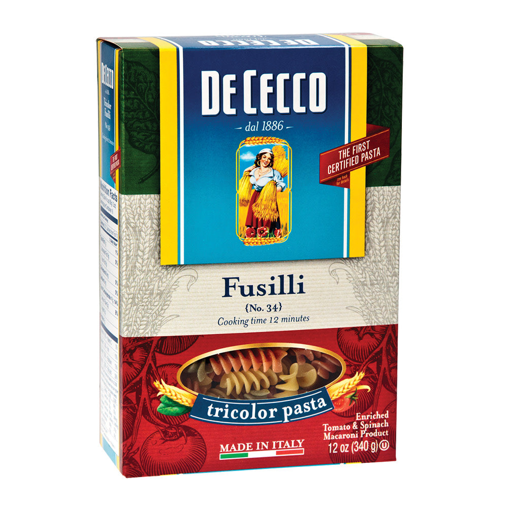 De Cecco Fusilli Tricolor Pasta 12 Oz Box