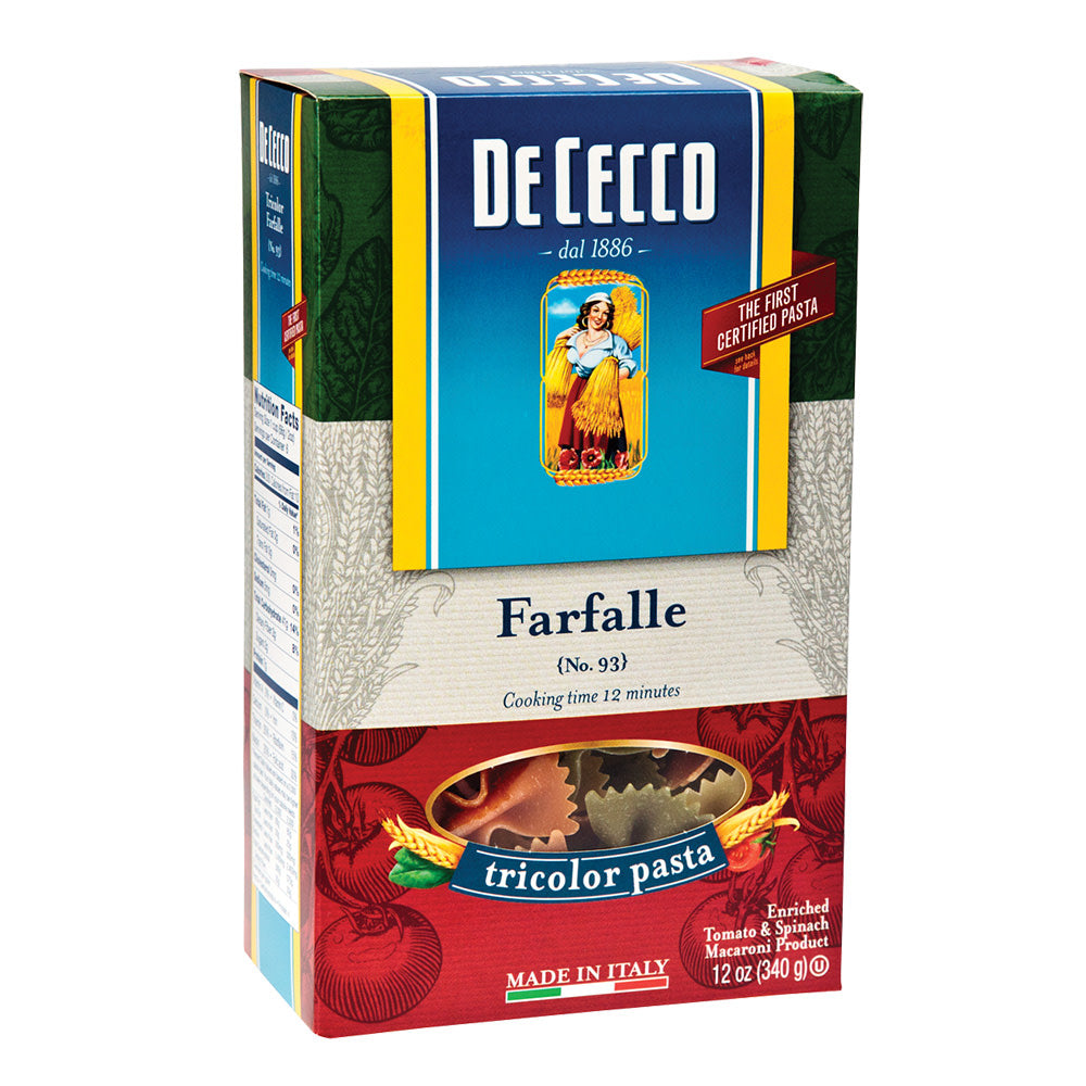 De Cecco Farfalle Tricolor Pasta 12 Oz Box