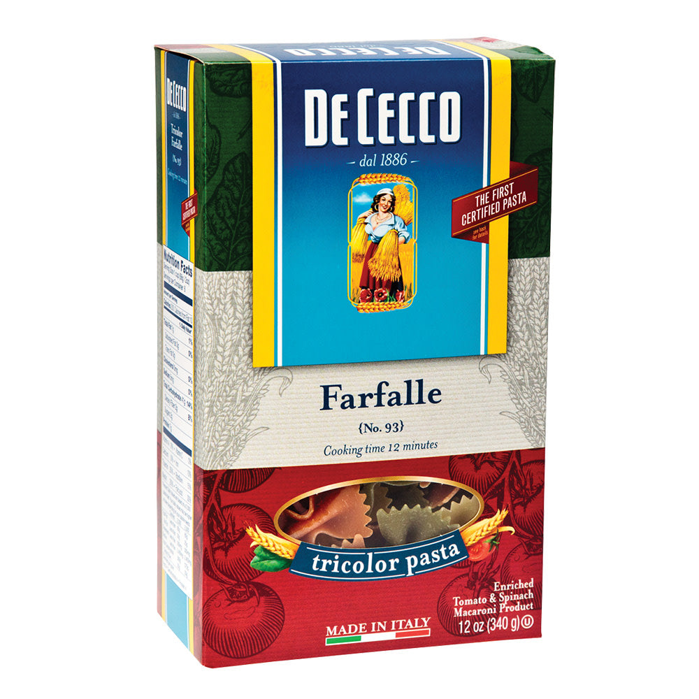 Wholesale De Cecco Farfalle Tricolor Pasta 12 Oz Box- Bulk