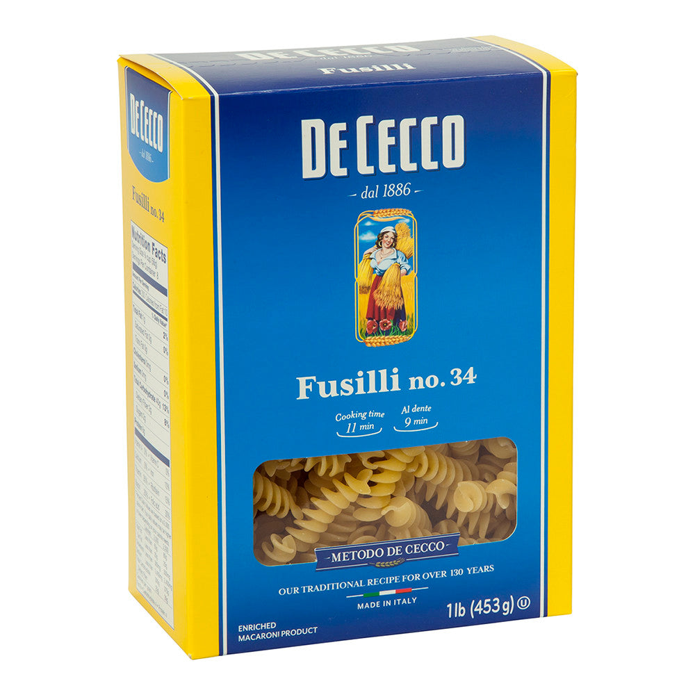 Wholesale De Cecco Fusilli Pasta 16 Oz Box # 34- Bulk