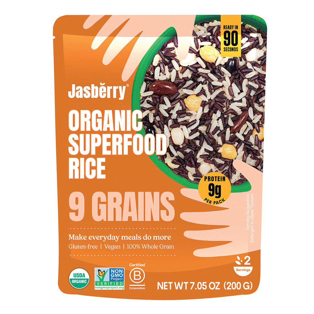 Wholesale Jasberry 9 Grains Organic Superfood Rice 7.05 Oz Pouch-6ct Case Bulk